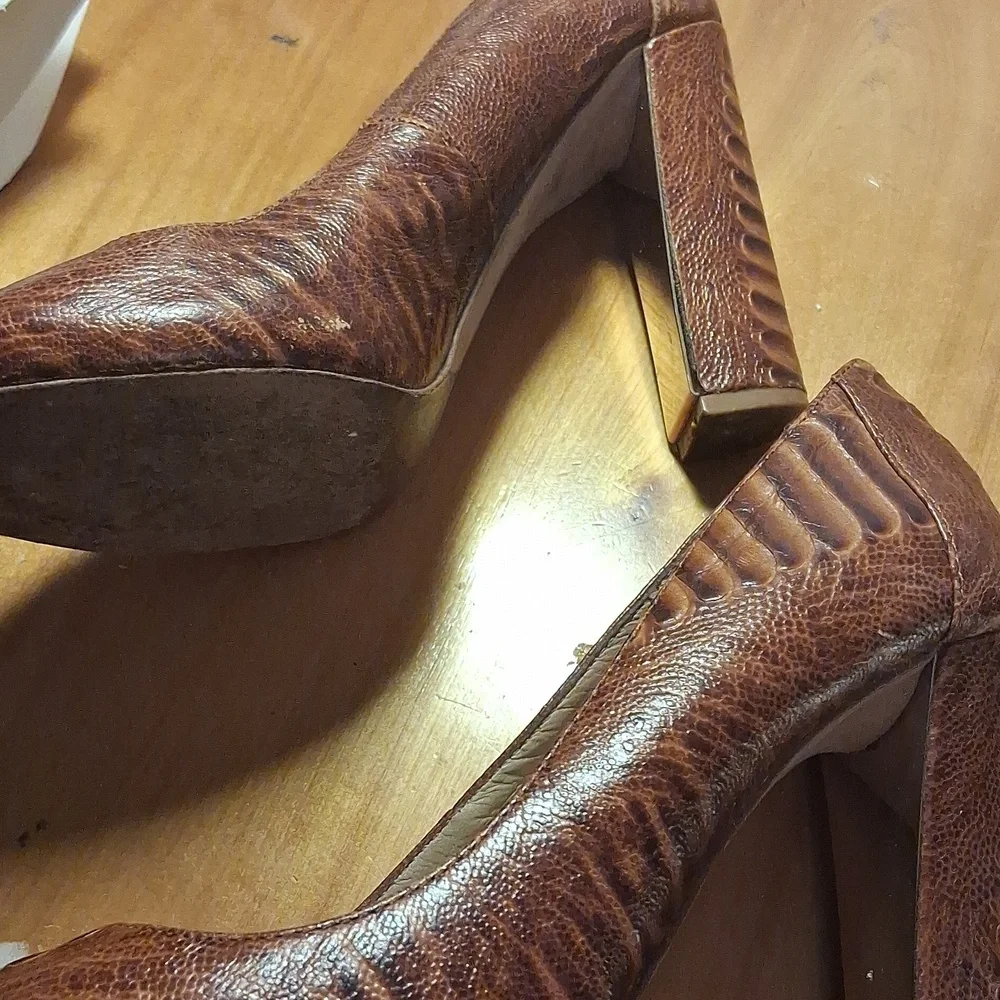 Uterque Brown Peep Toe Heels Size 38
